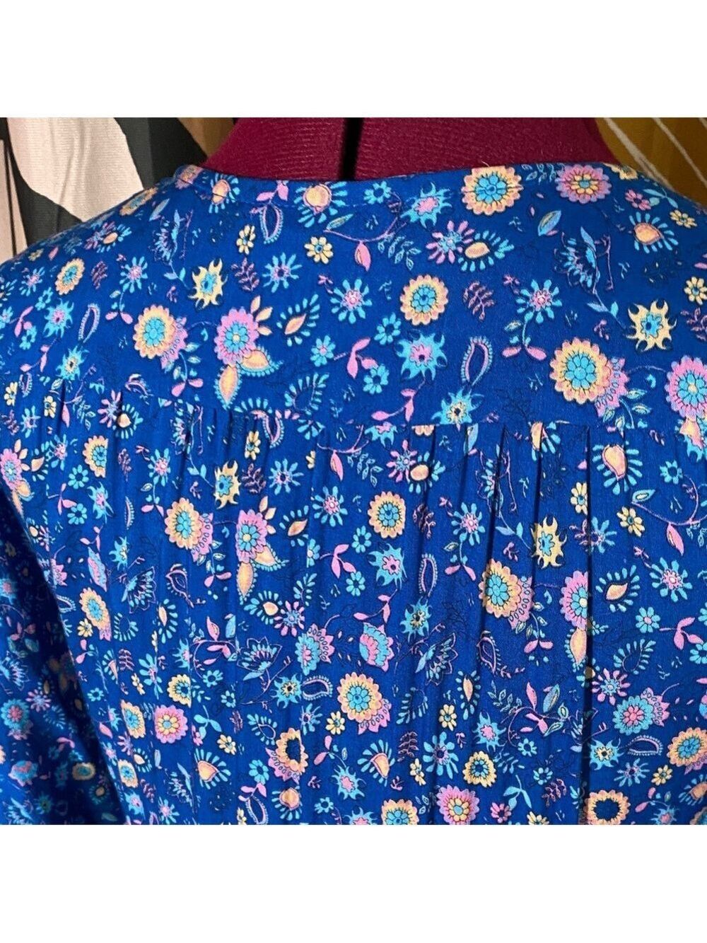 Bohemian Blue Floral Long Sleeve Dress - Picture 7 of 12